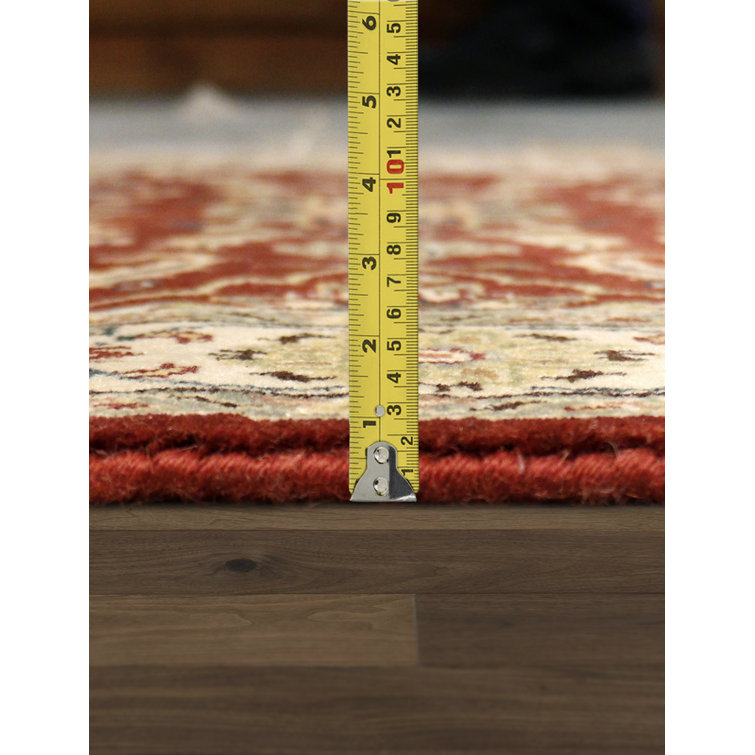 Baku Hand-Knotted Wool and Silk Floral Runner Rug in Rust and Ivory
