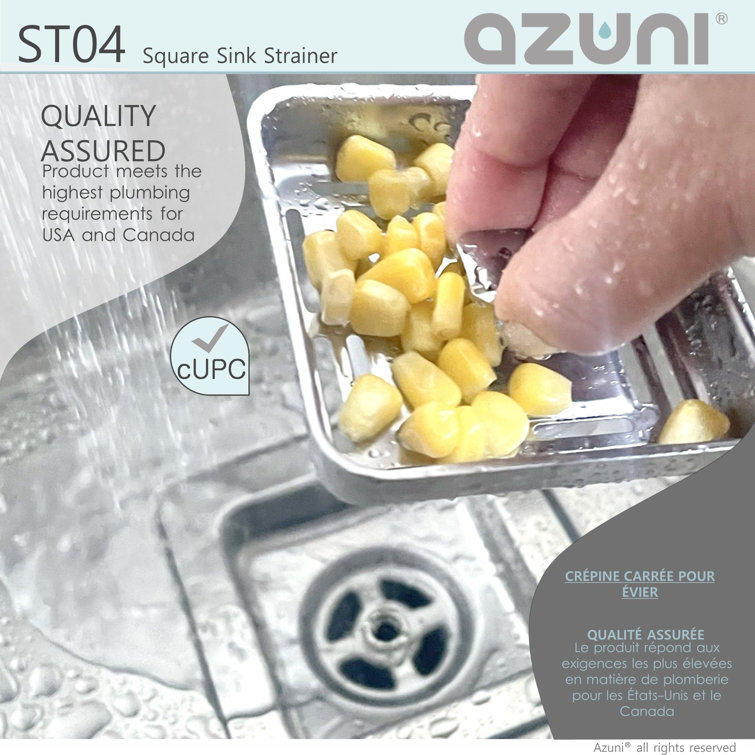 Azuni Square Stainless Steel Kitchen Sink Strainer with Tailpipe