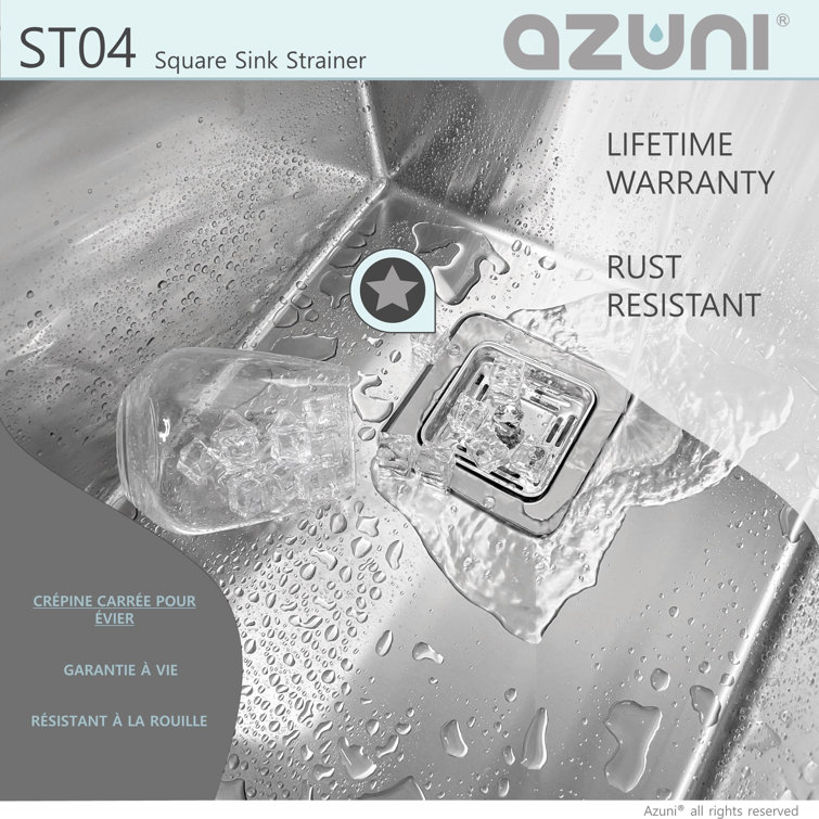 Azuni Square Stainless Steel Kitchen Sink Strainer with Tailpipe
