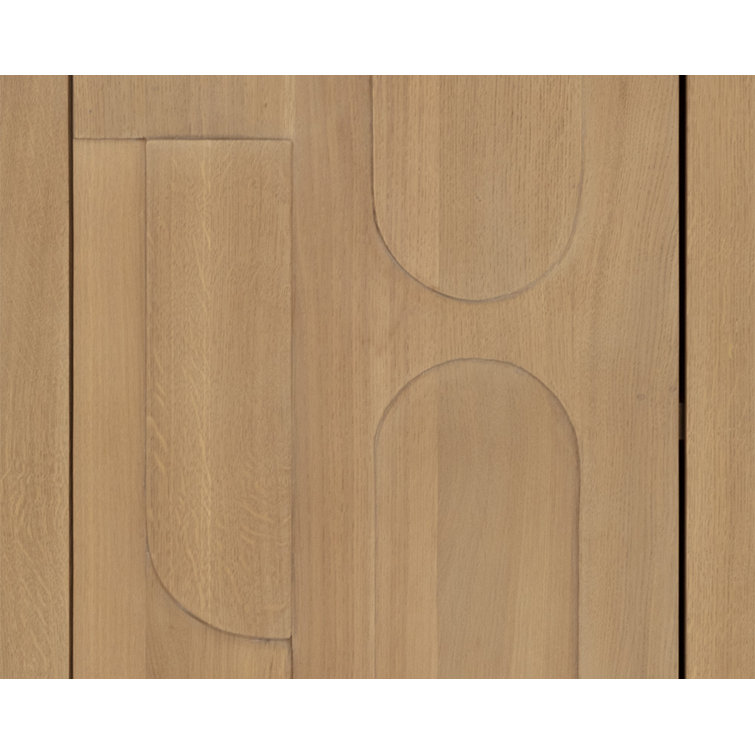 74'' Rustic Brown Solid Oak Wood Sideboard