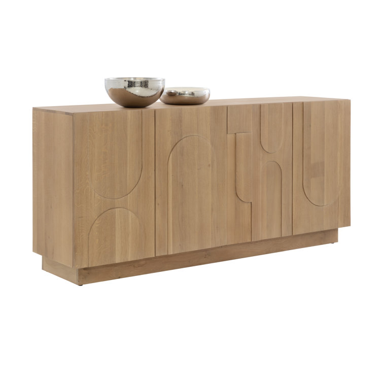 74'' Rustic Brown Solid Oak Wood Sideboard