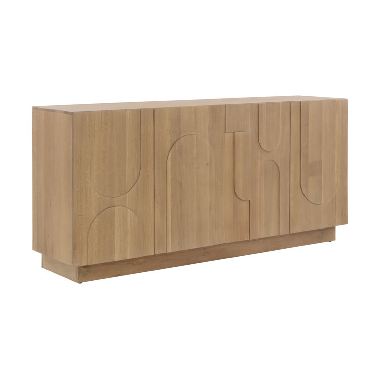 74'' Rustic Brown Solid Oak Wood Sideboard