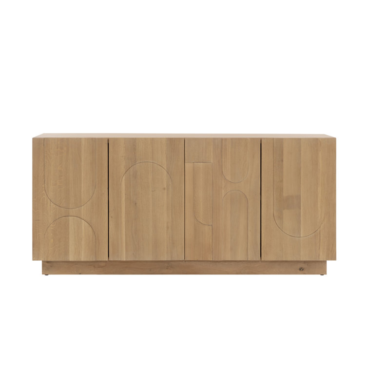 74'' Rustic Brown Solid Oak Wood Sideboard