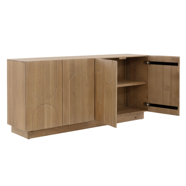 74'' Rustic Brown Solid Oak Wood Sideboard