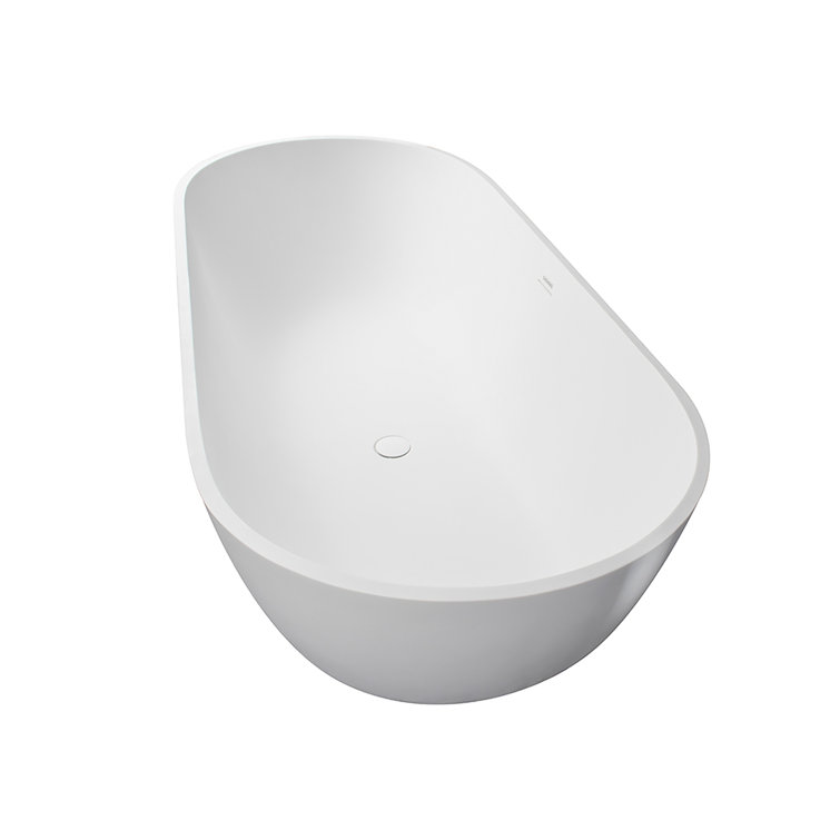 69'' Matte White Stone Resin Freestanding Soaking Bathtub