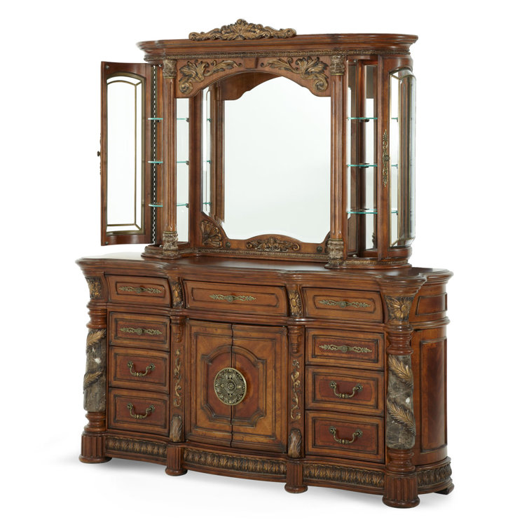 Classic Chestnut Birch Dresser with Mirror and Storage