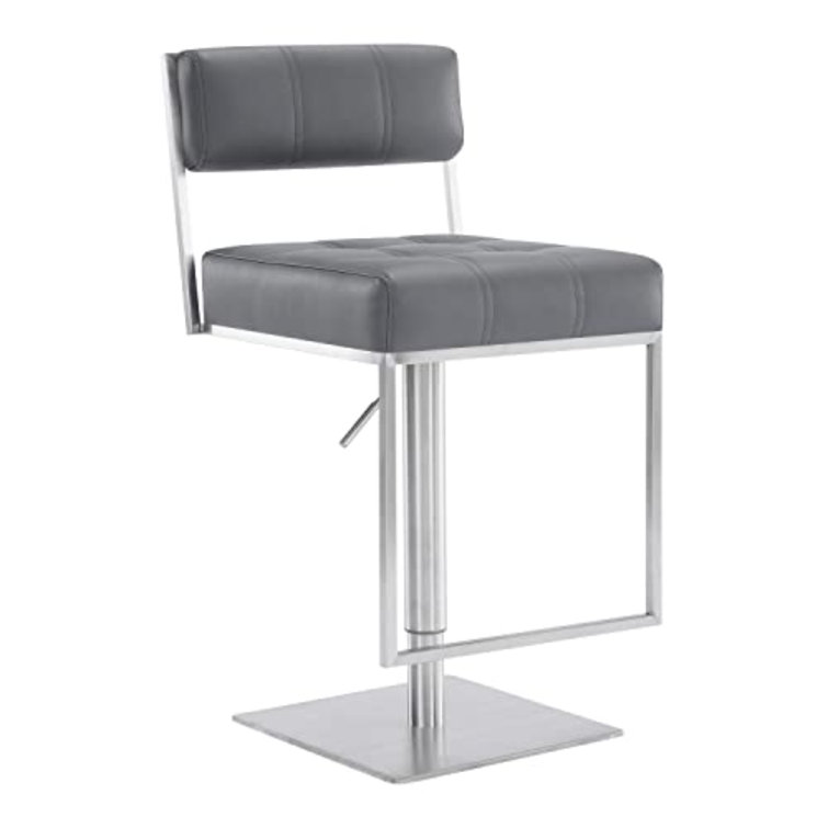 Michele Contemporary Gray Faux Leather Adjustable Swivel Stool