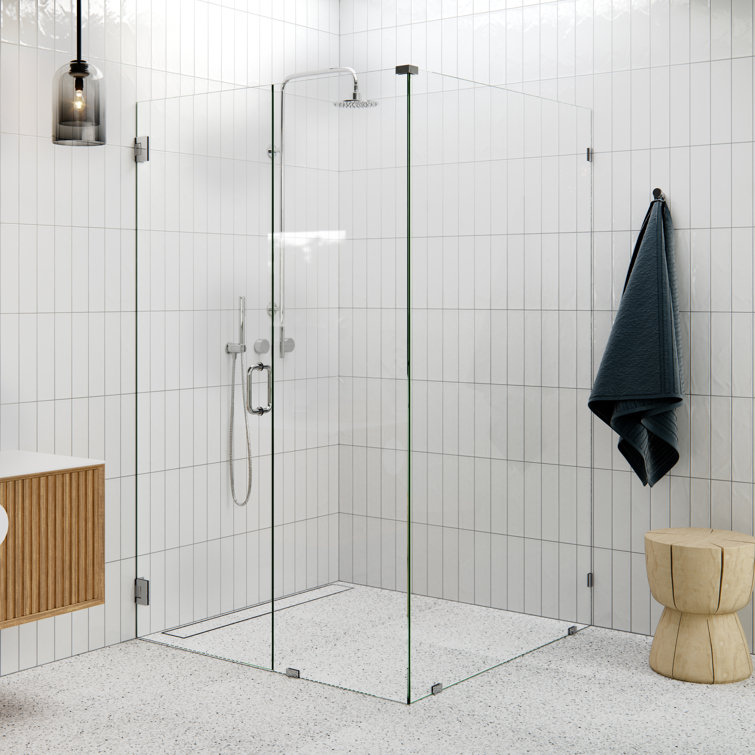 78" Frameless Clear Glass Shower Enclosure with Chrome Finish