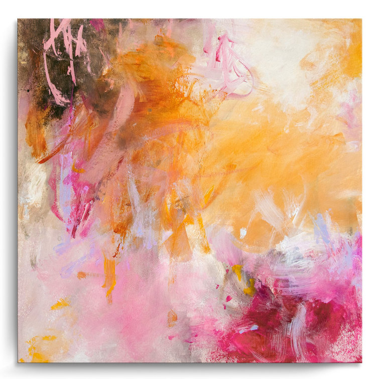 Springtime Abstract Canvas Wall Art in Pink and Orange