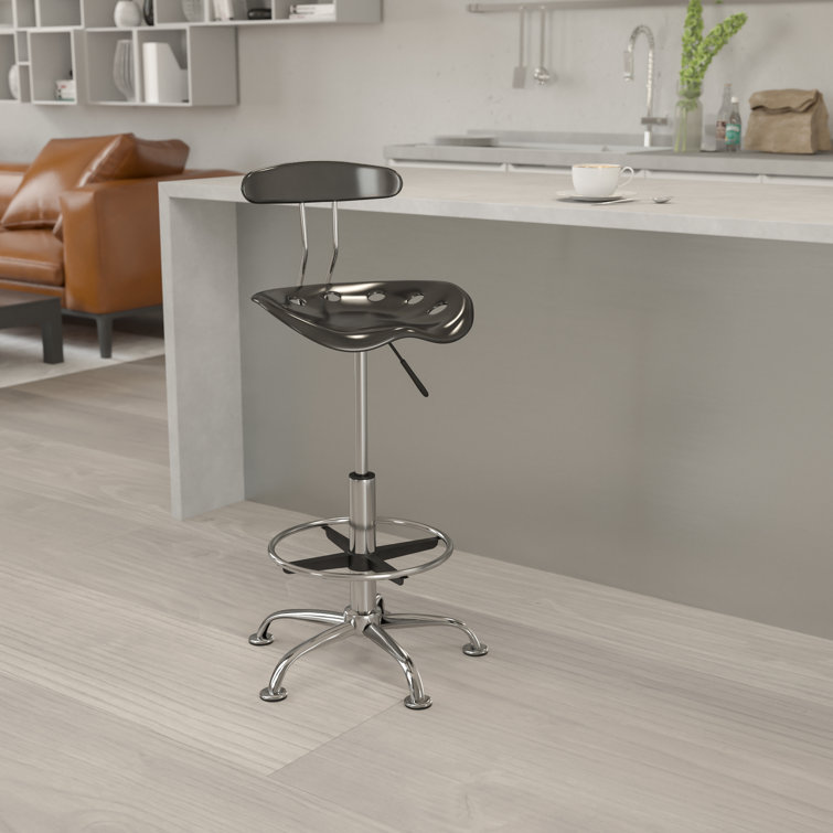 Adjustable Black and Chrome Swivel Tractor Stool