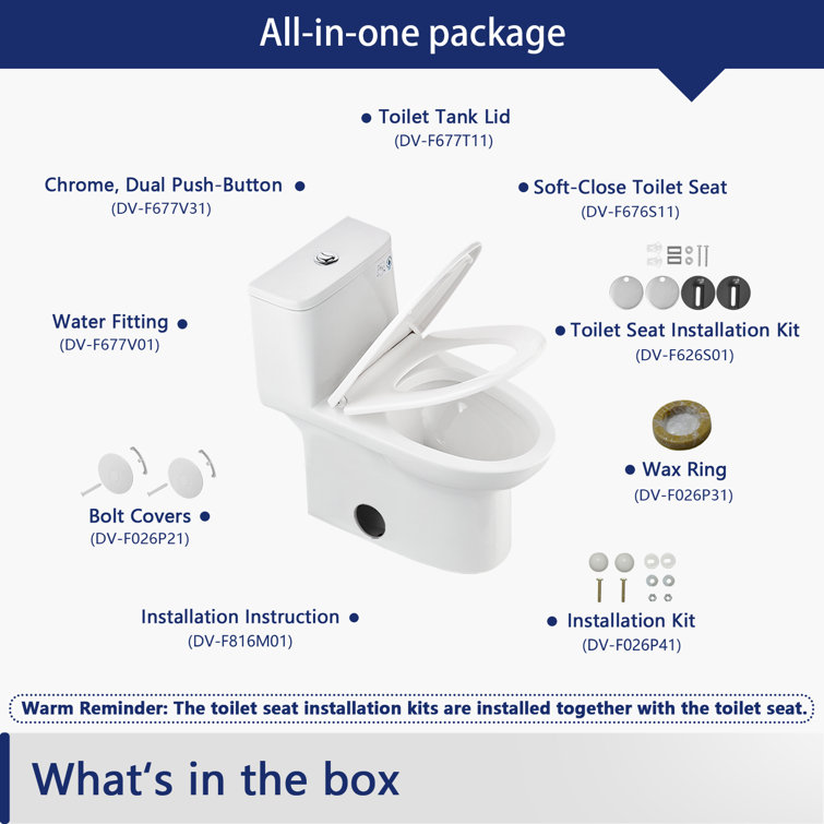 White Ceramic Elongated Dual Flush One-Piece Toilet