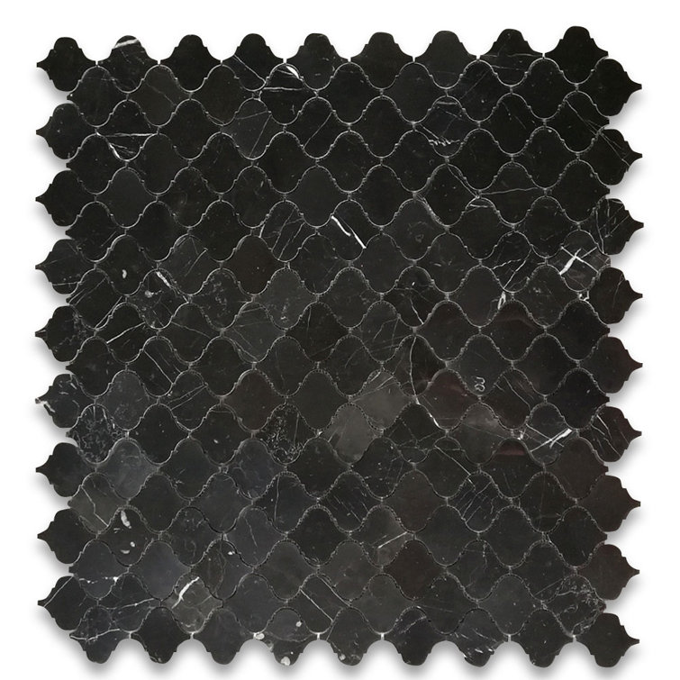 Premium Nero Marquina Polished Arabesque Mosaic Outdoor Tile