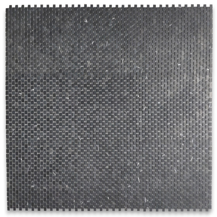 Nero Marquina Honed Marble Mosaic Shower Tile, 12''x12'' Mesh Backed
