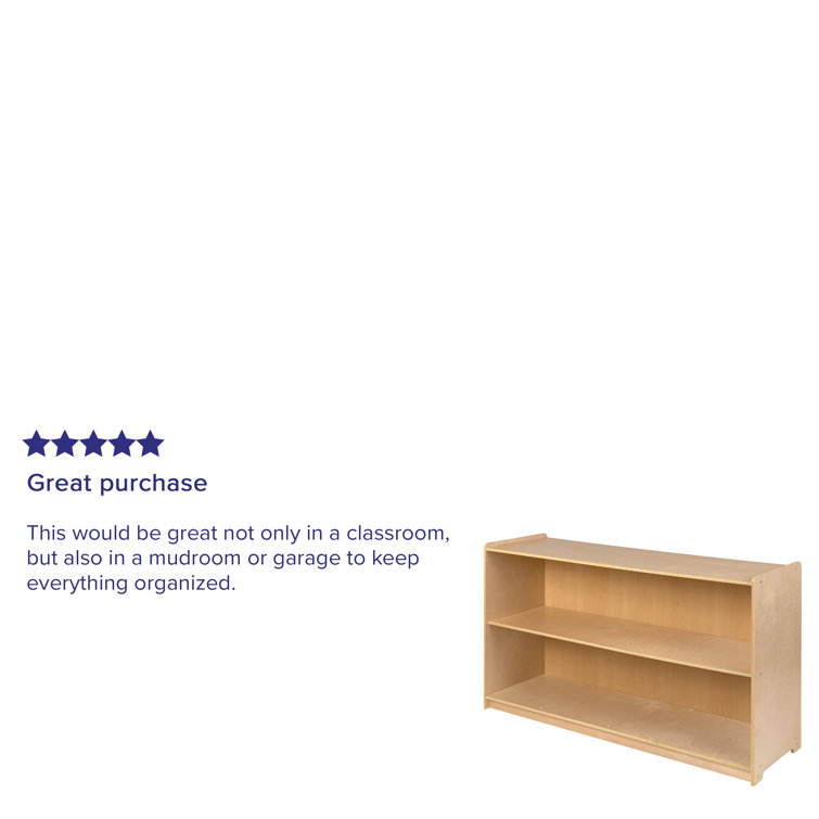 Natural Birch Wooden 2-Section Storage Cabinet for Kids