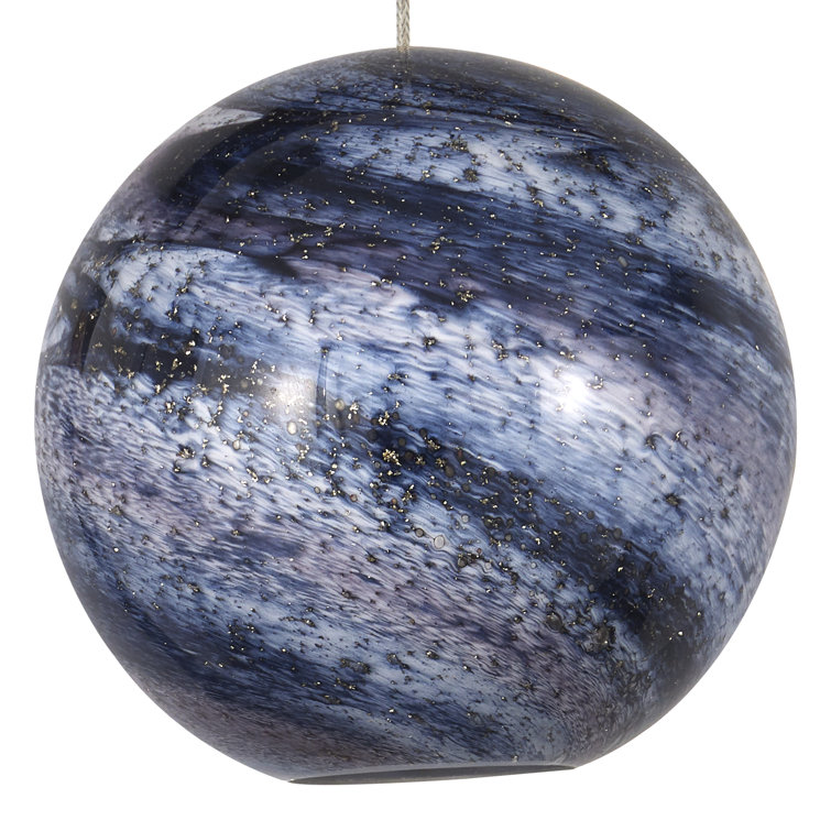 Palatino Rectangular Blue Marbled 7-Light Multi-Drop Pendant with Silver Accents