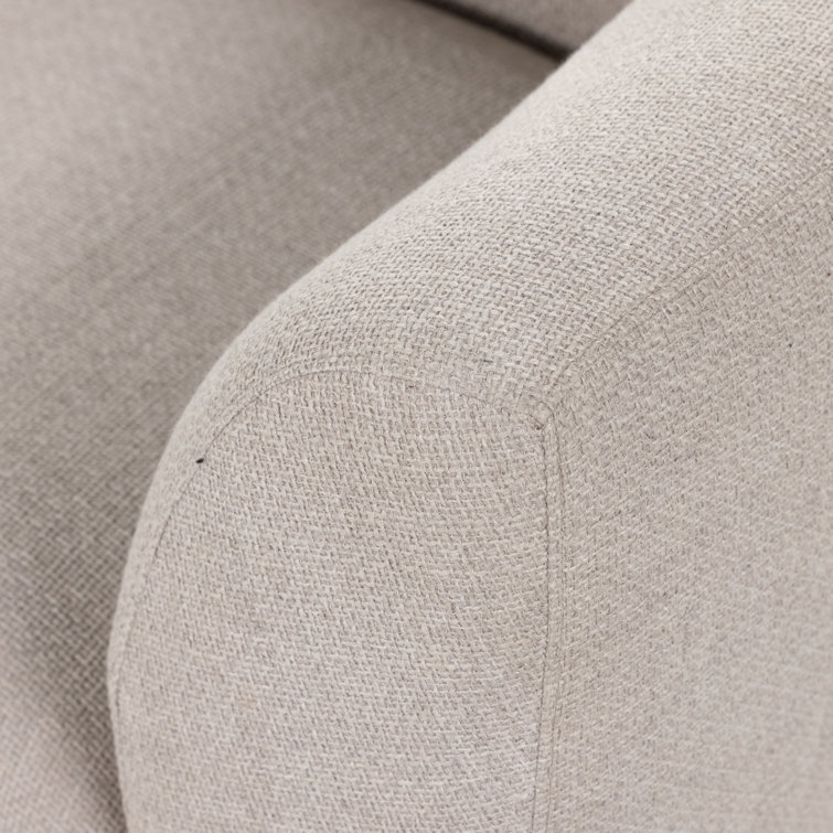 Off-White Fabric Curved Modern Trio-Seating Couch