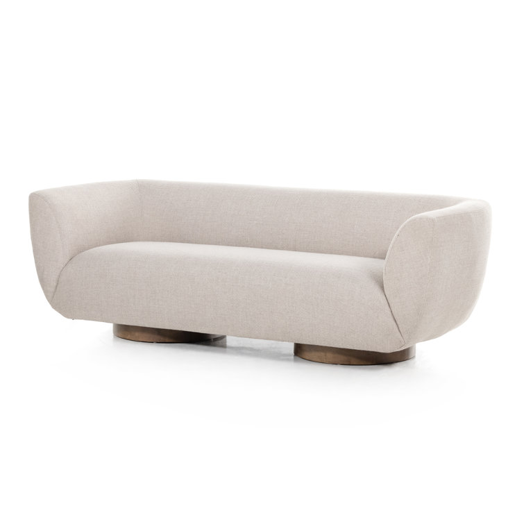 Off-White Fabric Curved Modern Trio-Seating Couch