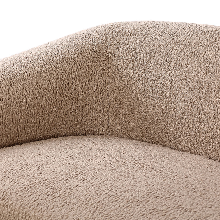 Camel Sheepskin Light Brown Solid Wood Sofa