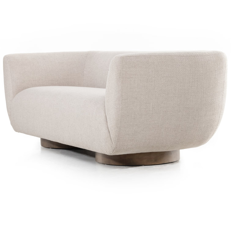 Off-White Fabric Curved Modern Trio-Seating Couch