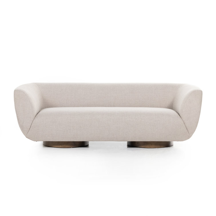 Off-White Fabric Curved Modern Trio-Seating Couch
