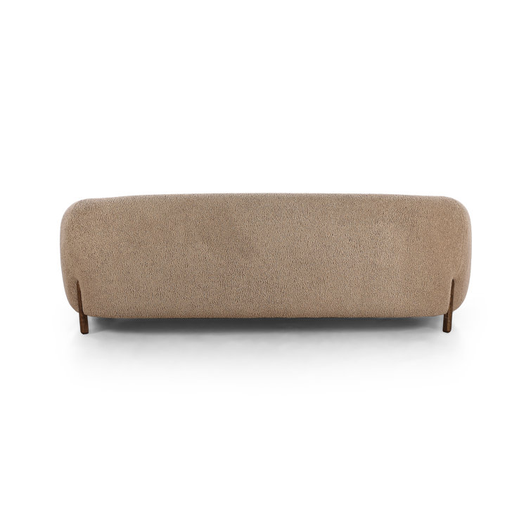 Camel Sheepskin Light Brown Solid Wood Sofa