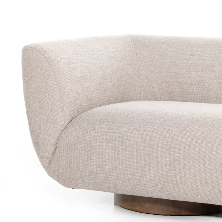 Off-White Fabric Curved Modern Trio-Seating Couch