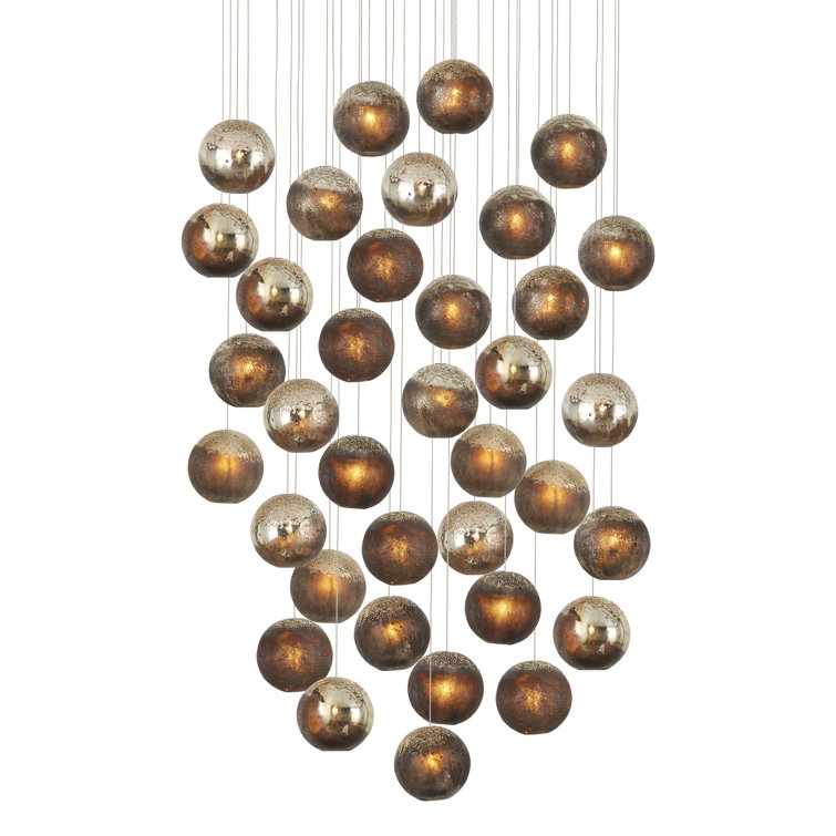 Pathos 36-Light Glass and Silver Globe Pendant