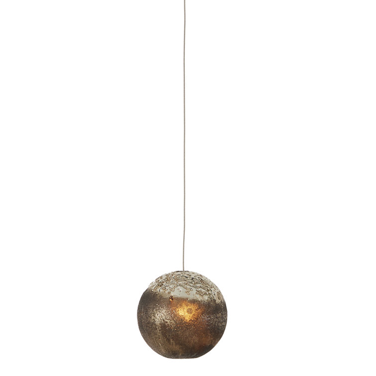 Antique Silver and Gold Glass Mini Globe Pendant Light