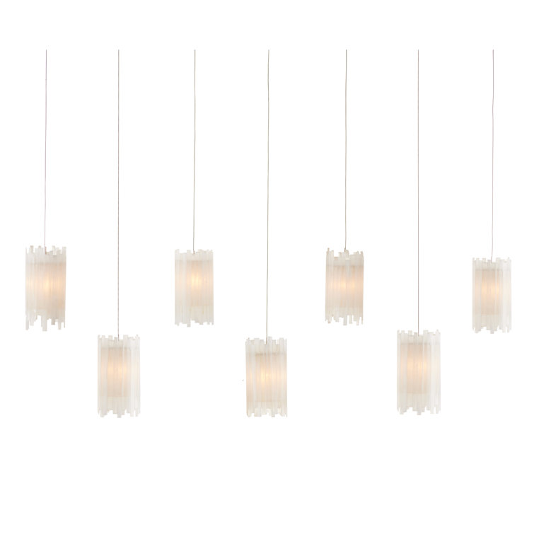 Frosted Glass Silver LED Island Pendant with 7 Lights