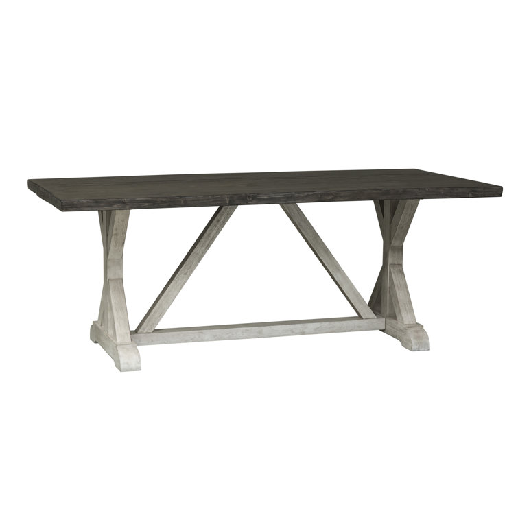 Rustic White and Charcoal Reclaimed Wood Rectangular Dining Table