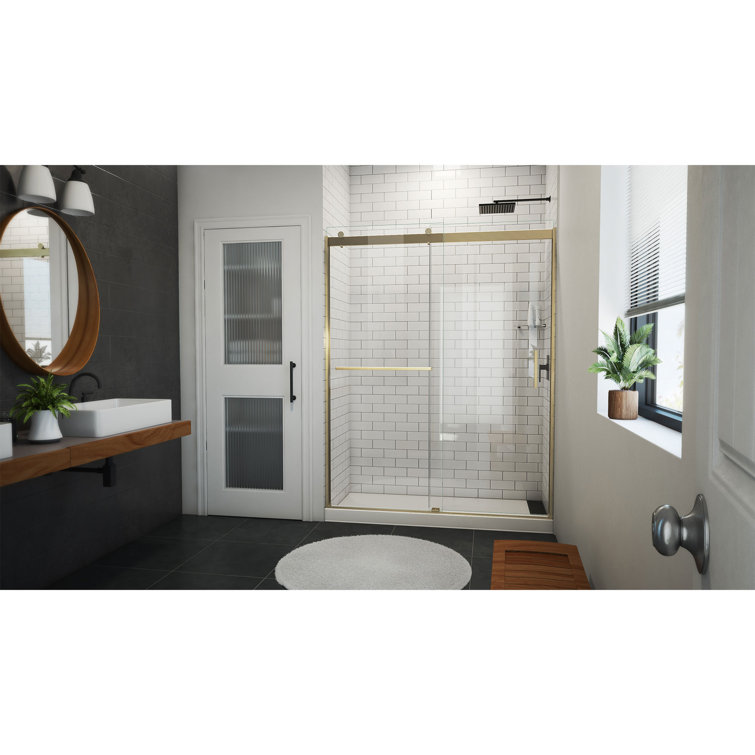 Sapphire-V 60" Gold and Clear Glass Frameless Shower Door