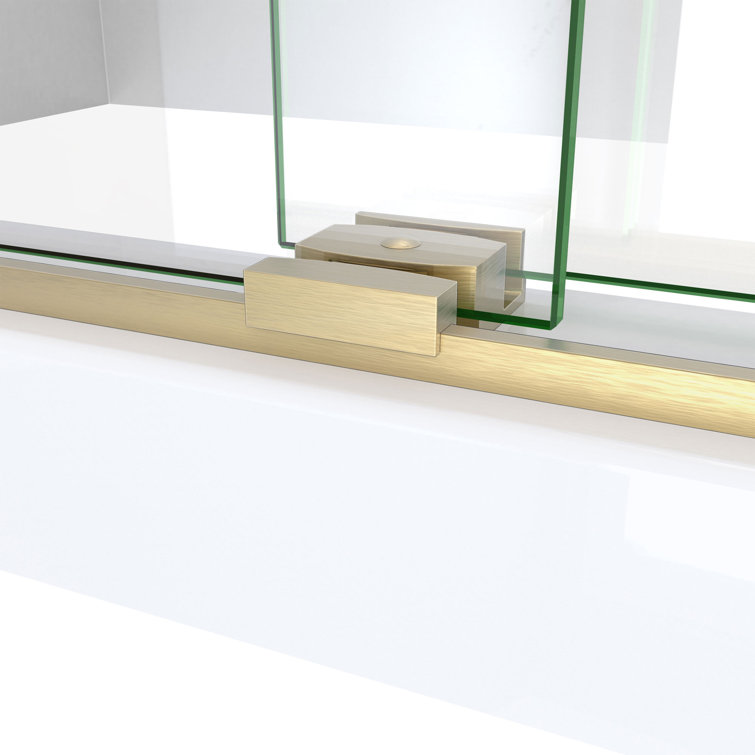 Sapphire-V Brushed Gold Clear Glass Sliding Tub Door