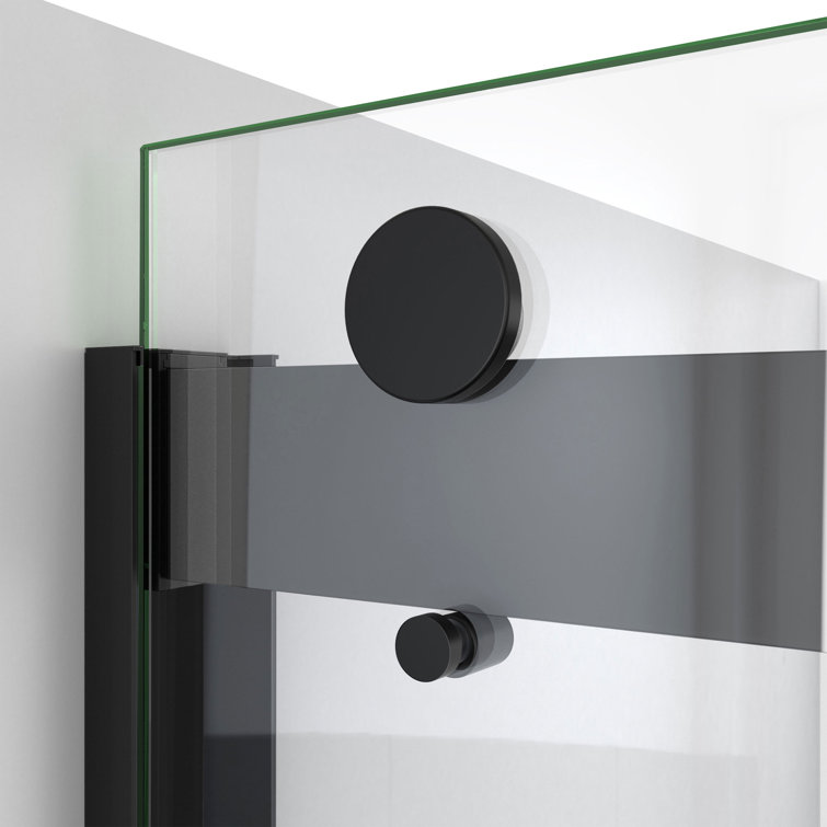 Matte Black and Clear Glass Semi-Frameless Sliding Shower Door
