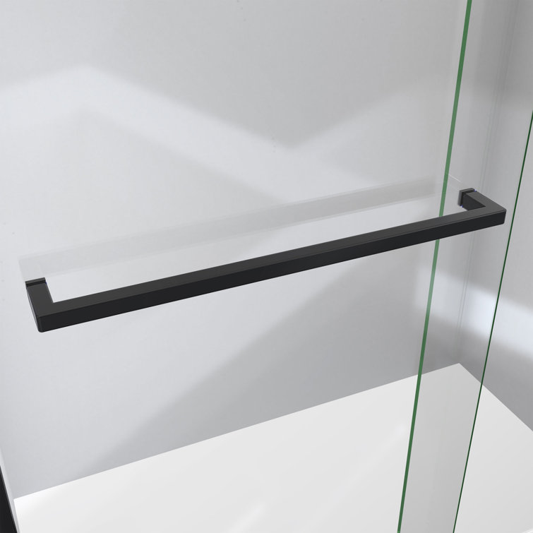 Matte Black and Clear Glass Semi-Frameless Sliding Shower Door