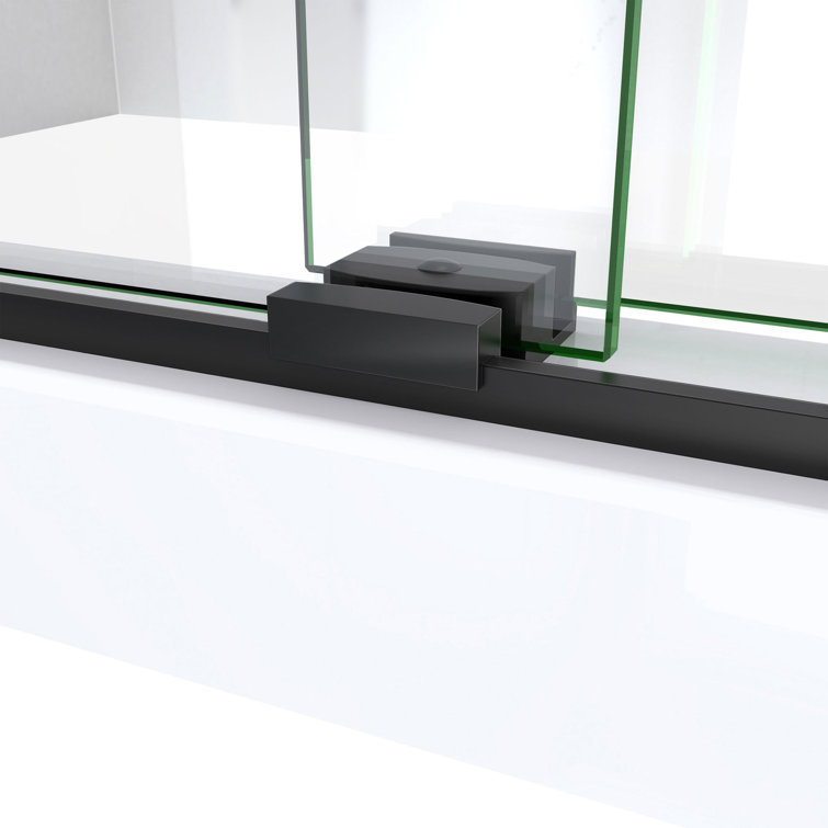 Matte Black and Clear Glass Semi-Frameless Sliding Shower Door