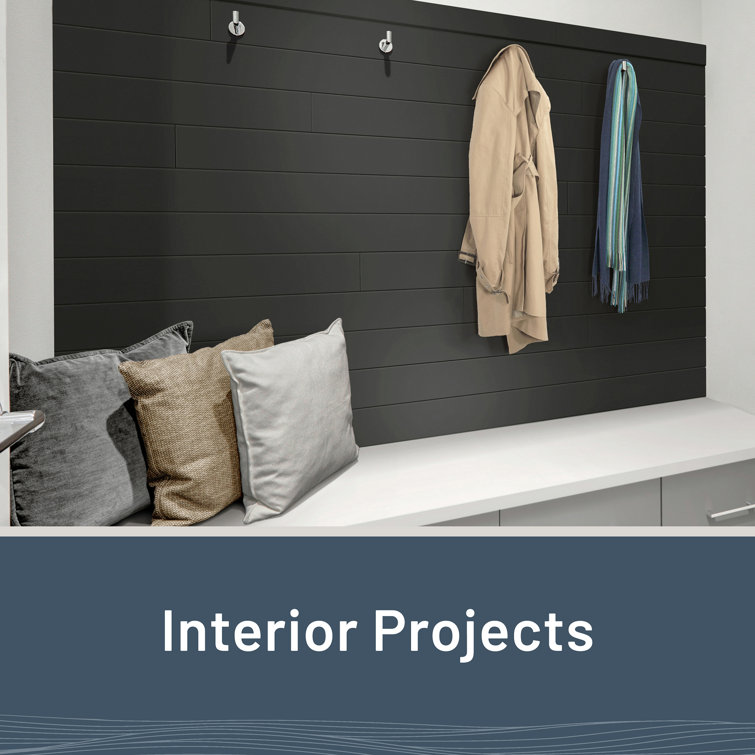 Midnight Black Smooth Pine Shiplap Panels, 96'' x 5.25''