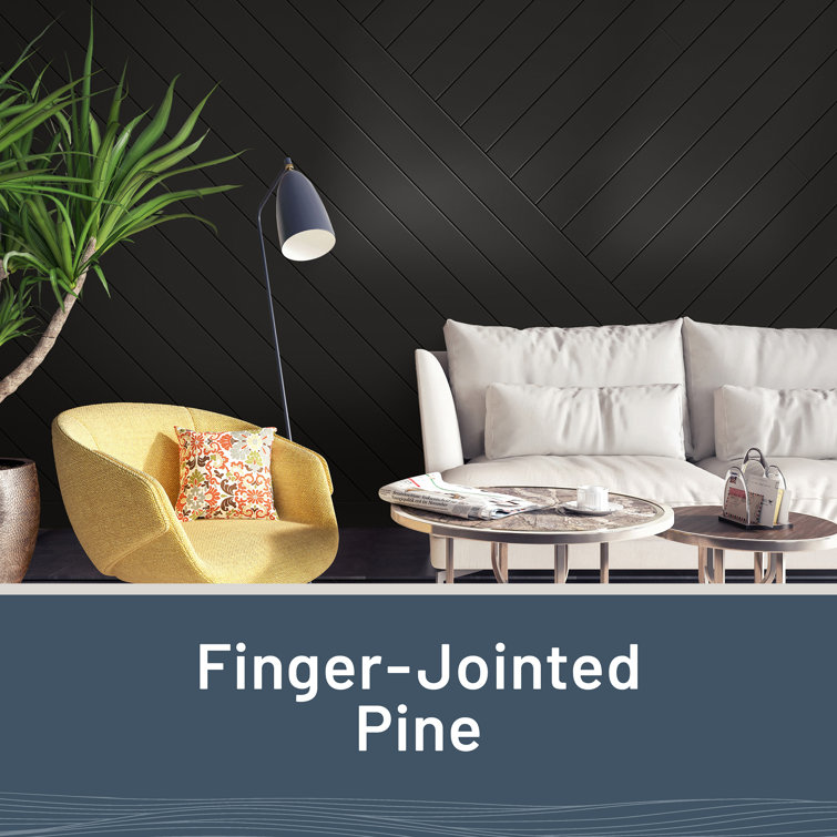 Midnight Black Smooth Pine Shiplap Panels, 96'' x 5.25''