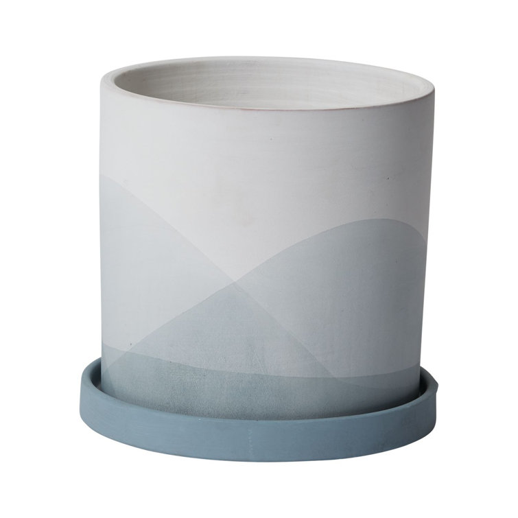 Carlita Blue and White Ceramic Pot Planter with Saucer