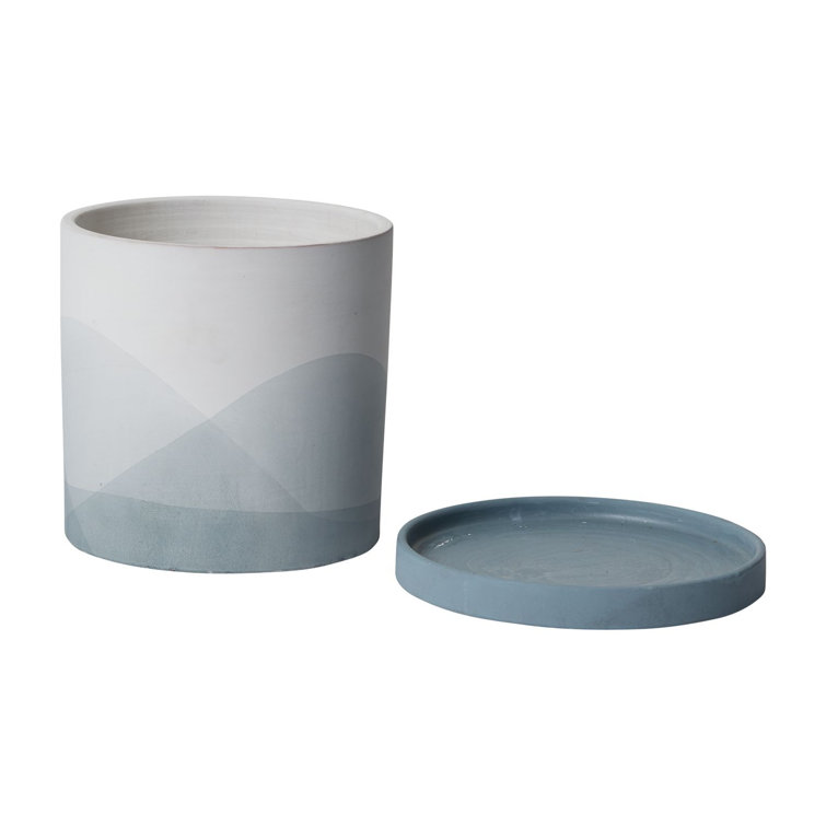 Carlita Blue and White Ceramic Pot Planter with Saucer