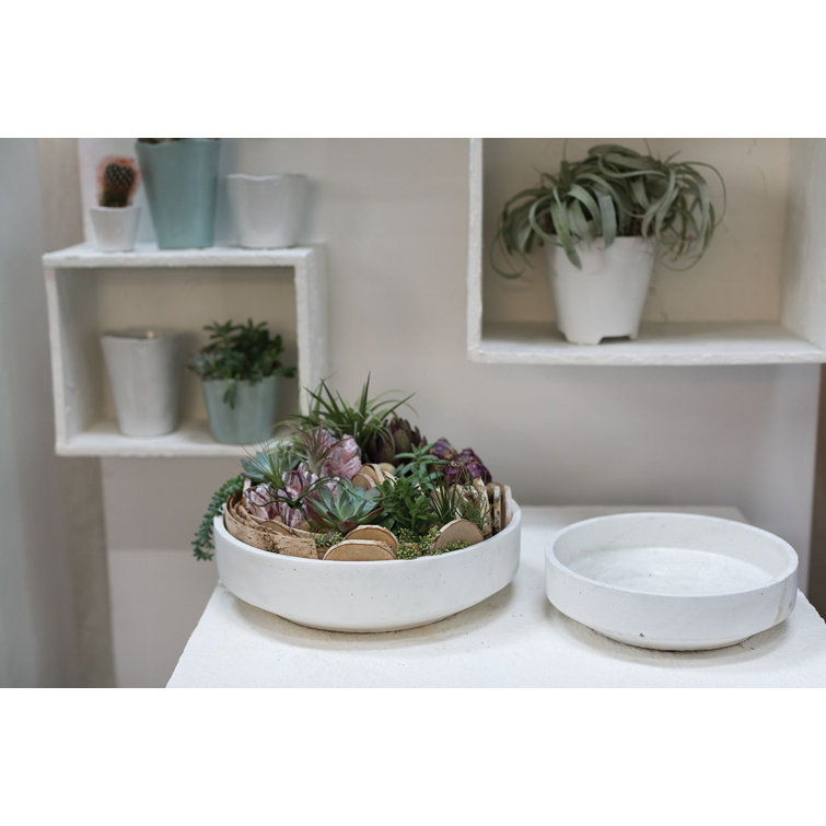 Handmade Round White Concrete Decorative Bowl