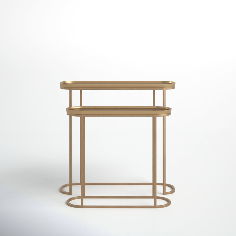 Cato Antique Brass 33.25'' Metal Console Table Set