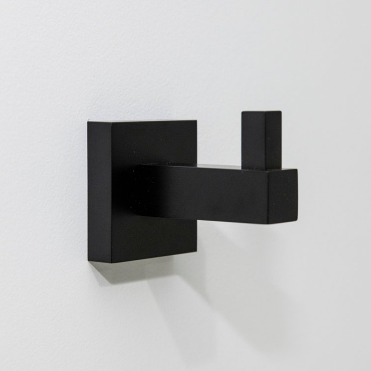 Matte Black Solid Brass 2-Piece Robe Hook Set
