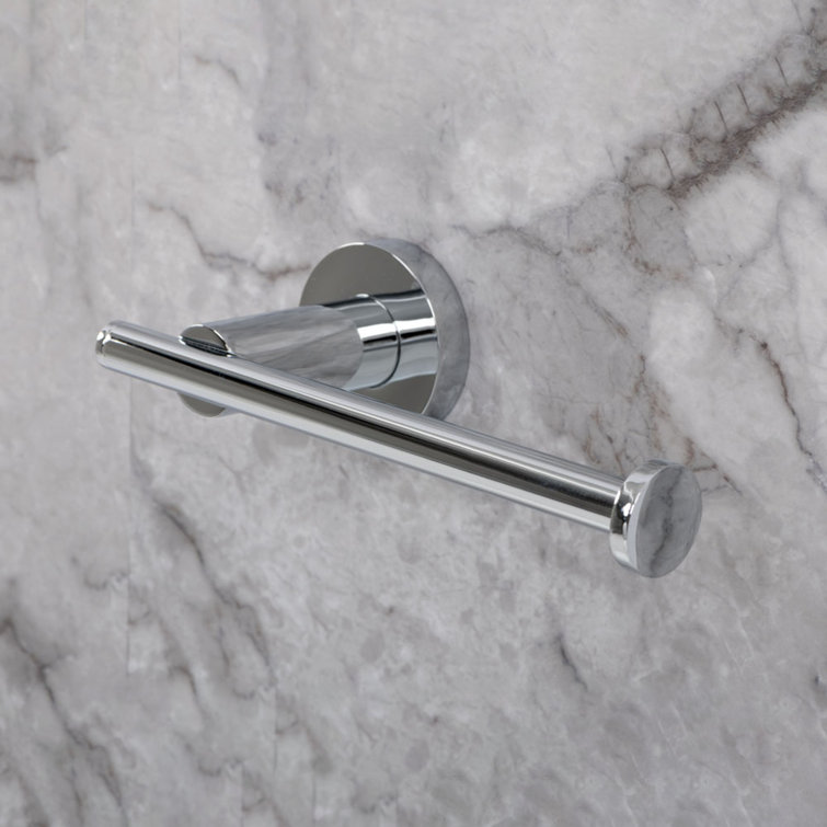 Polished Chrome Bathroom Towel Bar and Toilet Paper Holder Set