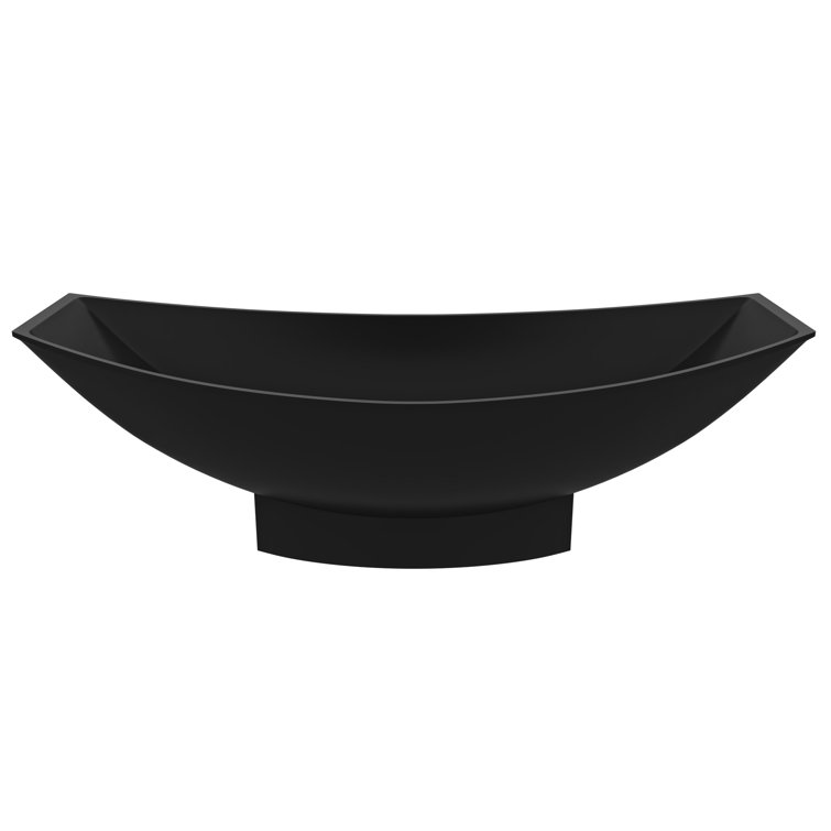 71" Black Matte Solid Surface Hammock Freestanding Bathtub