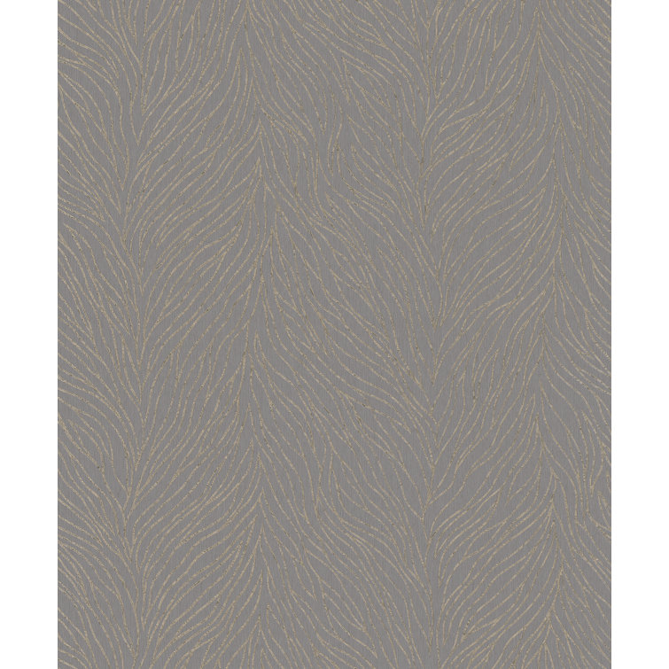 Grey and Gold 3D Abstract Botanical Non-Pasted Wallpaper