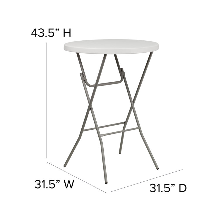 Elegant 31.5" Round Bar Height Folding Table in Granite White and Gray