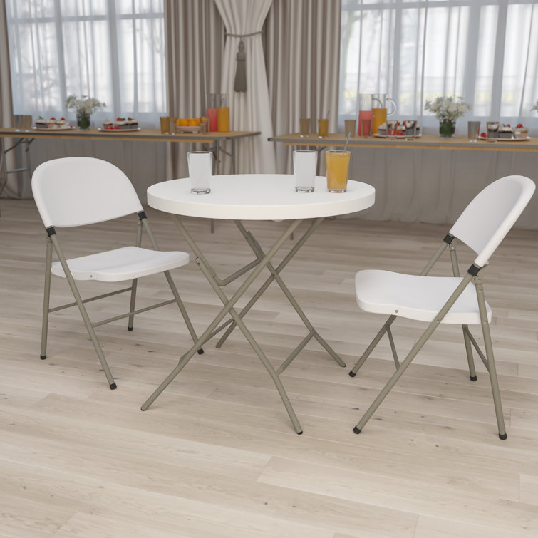Luna Compact 31.5" White & Gray Round Folding Event Table