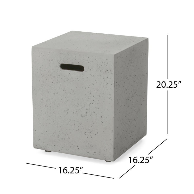 Light Gray Concrete Rectangular Gas Fire Pit Table with Tank Holder