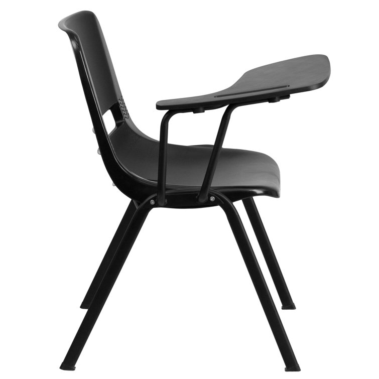 Black Ergonomic Metal Desk Chair with Adjustable Tablet Arm