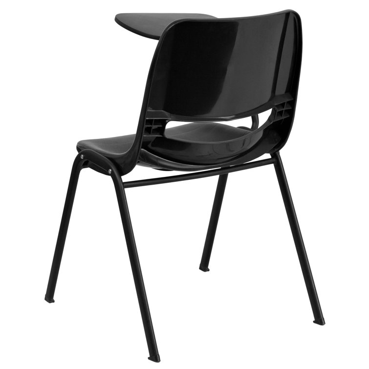 Black Ergonomic Metal Desk Chair with Adjustable Tablet Arm